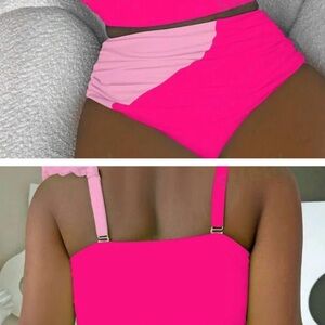Pink and Light Pink Two-Piece Swimsuit